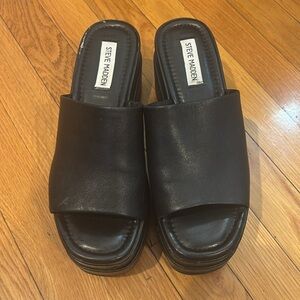 Steve Madden Black Women's Platform Slides